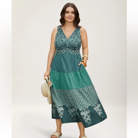 BloomChic Bandana Patchwork Floral Sleeveless Dress - Picture 3 of 8